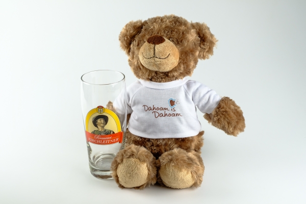 Fanset "Kirchleitner Bierglas (0,5 Liter) und Maskotchenbär"