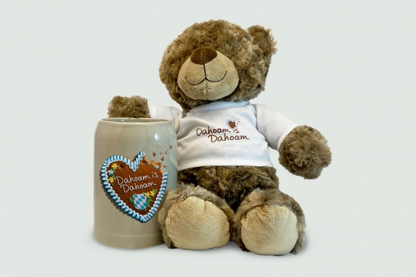 Fanset "DiD-Herz-Steinkrug (0,5 Liter) und Maskotchenbär"