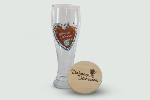 Fanset "DiD-Herz-Weißbierglas und Glasabdecker aus Holz mit gelaserten DiD-Schriftzug"